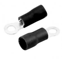 100 Conector Terminal Pré Isolado Olhal - Preto para fio 4,0mm